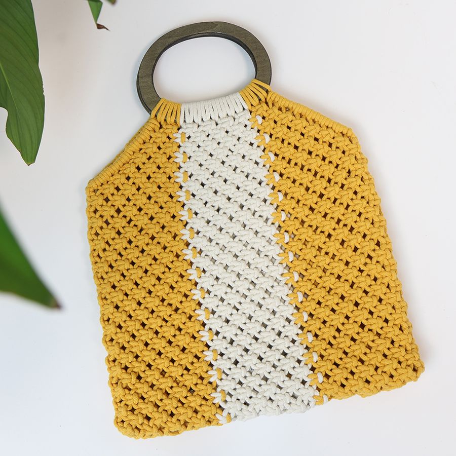 Yellow discount crochet bag